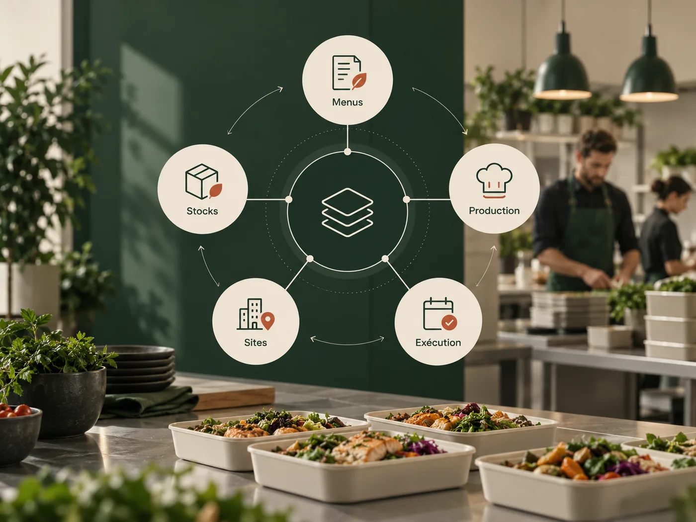 Visuel conceptuel de la plateforme Plateforme de restauration d’entreprise